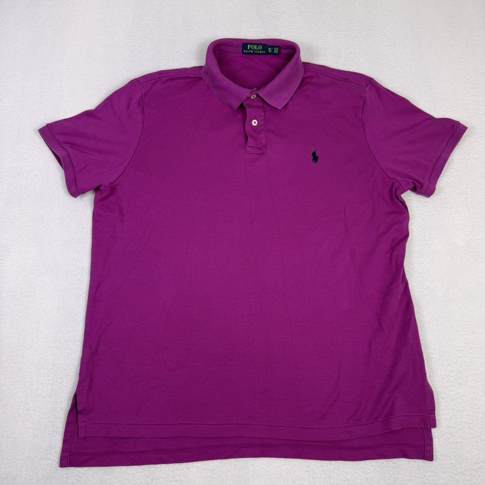 Polo Ralph Lauren Men's XL Magenta Purple Mesh Short Sleeve Polo Shirt